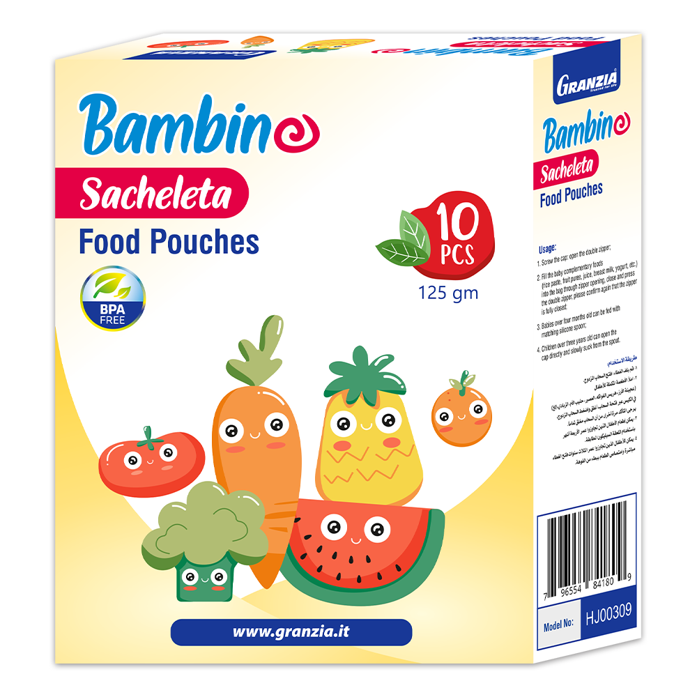 Granzia Bambino Sacheleta Reusable Food Pouches (10 pcs)