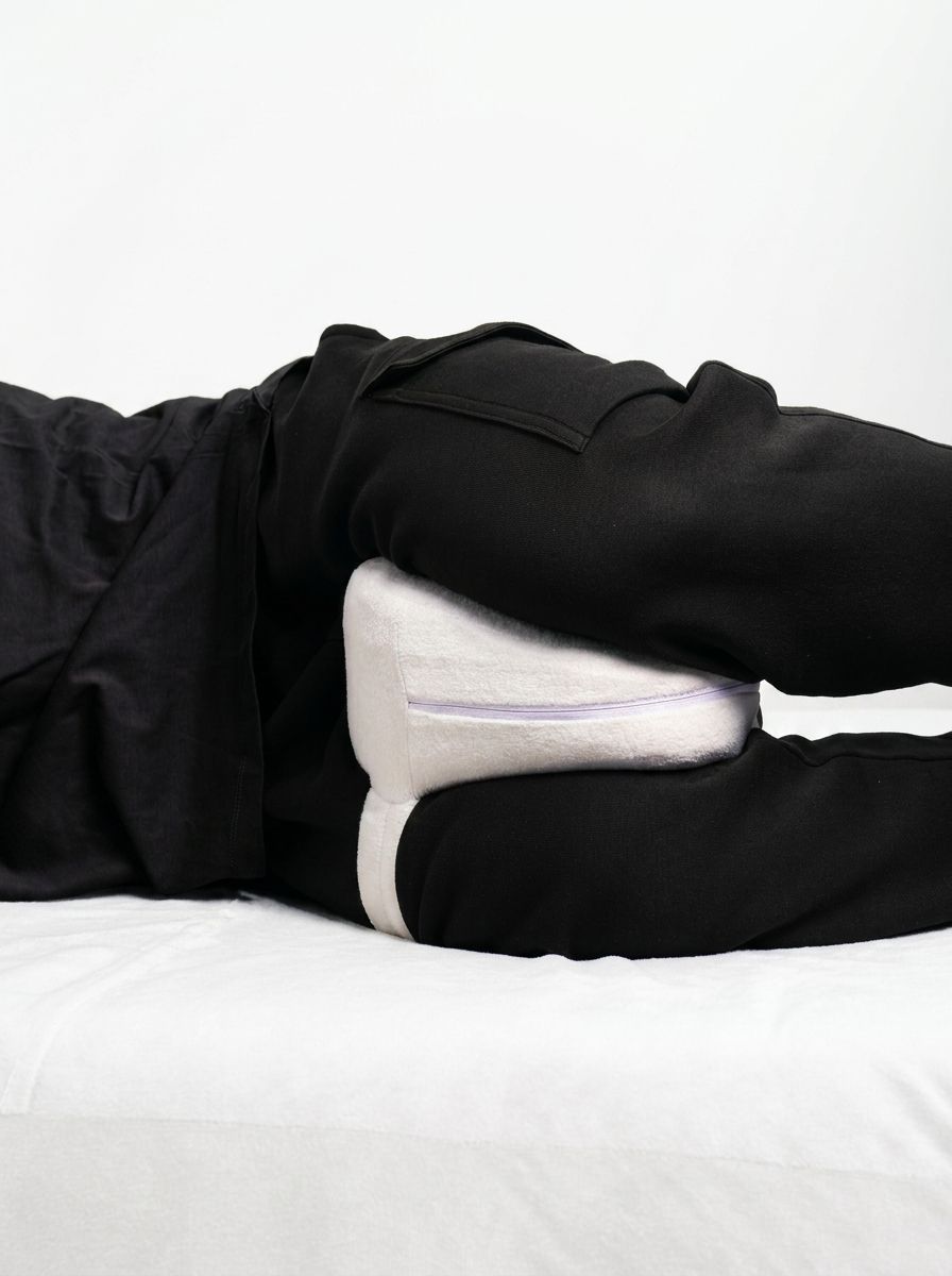 Knee Positioning Pillow for side sleeping - memory foam, contour detail