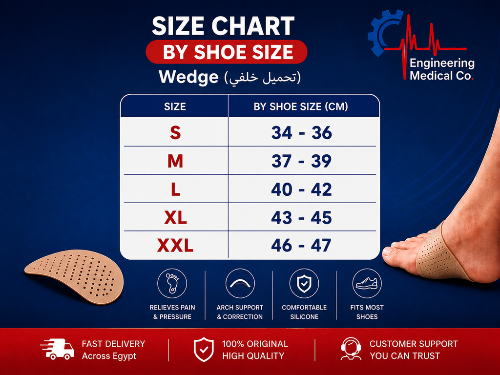Wedge Posterior Load size chart by shoe size – S 34-36, M 37-39, L 40-42, XL 43-45, XXL 46-47